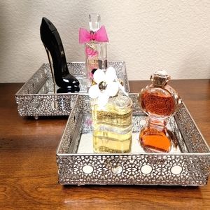 Mirrored Metal Vanity Tray